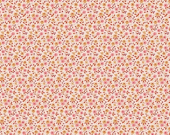 Farmer's Daughter C17171-CORAL *1/2 YARD CONTINUOUS CUTs* Floral Pink Lori Holt Riley Blake