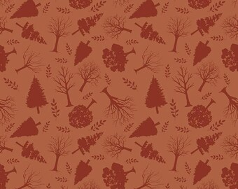 Into the Woods F16793-Rust *1/2 YARD CONTINUOUS CUTS* Flannel Trees Woodland Hunting Fall Autumn Designer Riley Blake