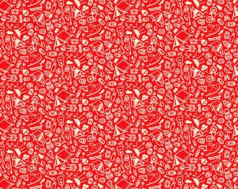 Camping Therapy 10630-24 *1/2 YARD CONTINUOUS CUTs* Red Camping Sketches Patrick Lose Northcott