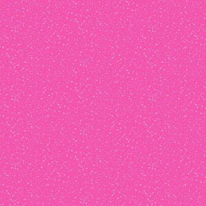 May include: A vibrant, hot pink background with a speckled pattern of small, irregular white dots. The design is evenly distributed across the surface, creating a textured appearance. This pattern is suitable for various applications, including fabric, wallpaper, or digital art.
