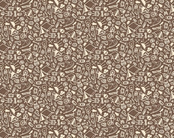 Camping Therapy 10630-35 *1/2 YARD CONTINUOUS CUTs* Brown Camping Sketches Patrick Lose Northcott