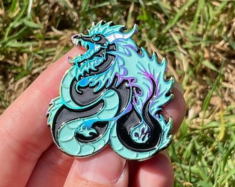 Rainbow Plated Sea Serpent Enamel Pin: Fantasy Dragon Badge - Etsy