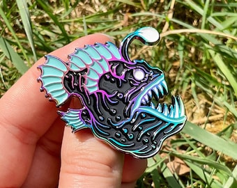 Anglerfish Rainbow Plated Enamel Pin