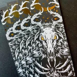 Large Gold FOIL Wendigo Bookmark, Occult, Shiny, cryptid, illustration, horror, reading, premium bookmarks image 6