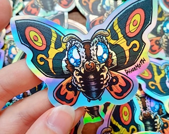 Mothra Holographic Vinyl Sticker: Chibi Kaiju Art
