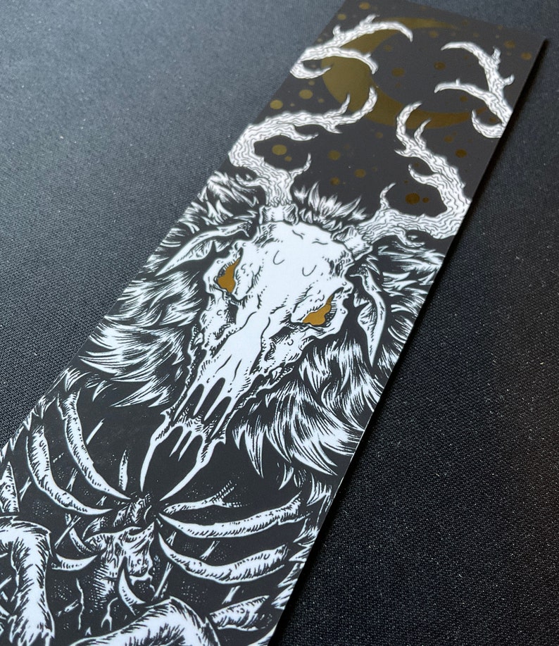 Large Gold FOIL Wendigo Bookmark, Occult, Shiny, cryptid, illustration, horror, reading, premium bookmarks image 5