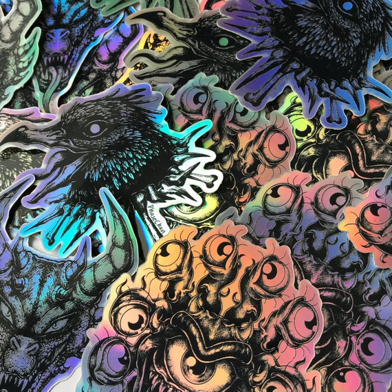 Dragon Head HOLOGRAPHIC Vinyl Sticker, Fantasy Sticker, Drake