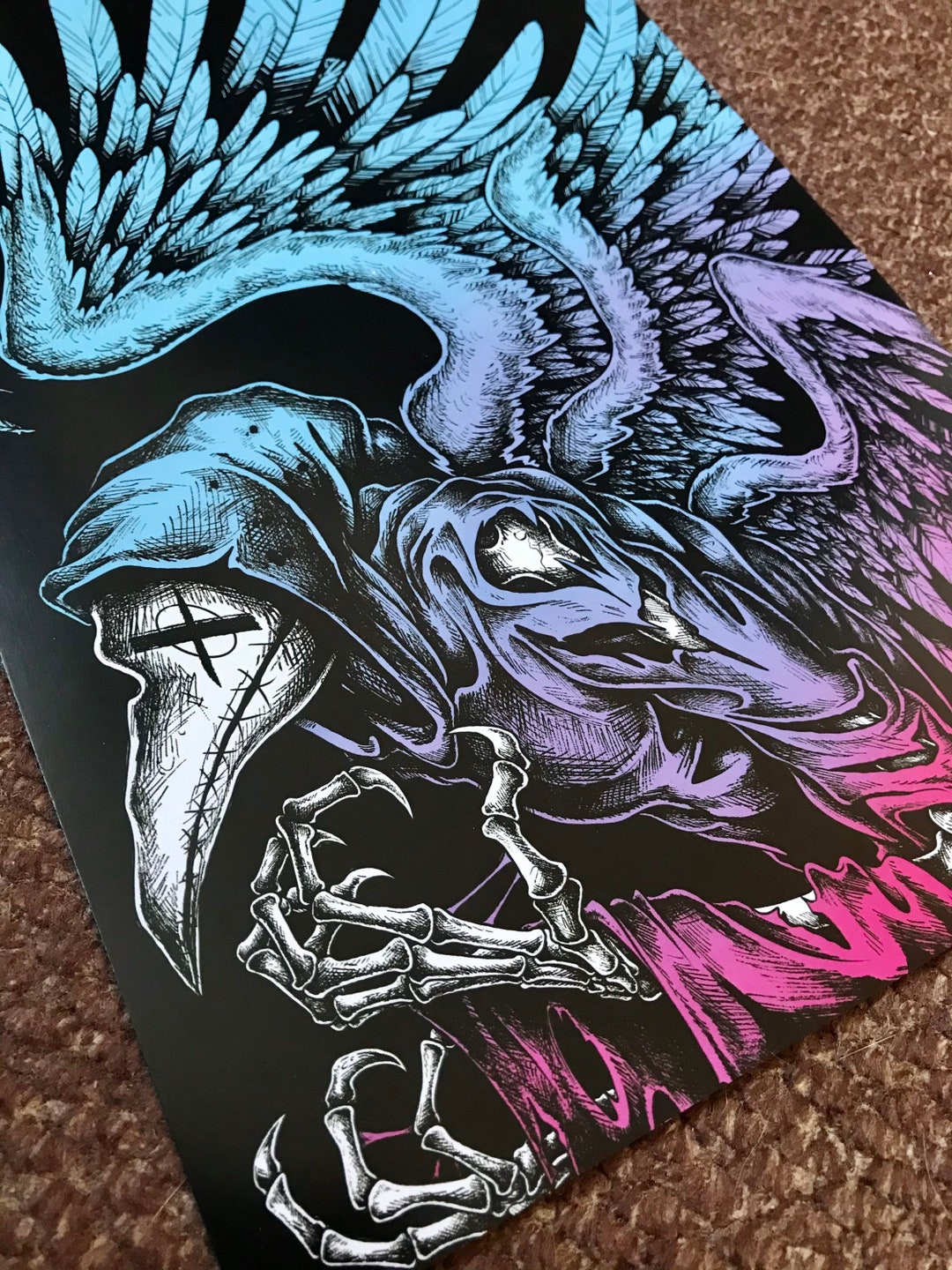 Winged Plague Doctor Art Print: Dark Fantasy Bird Skull Illustration (A4) -  Etsy Israel, image size:1080x1440