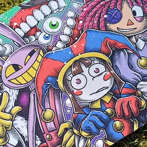 TADC A4 Art Print | Fanart digital de circo, pomni, kinger, jax, ragatha, gangle, Caine, foto de grupo
