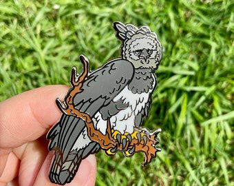 ハーピーイーグルシルバーハードエナメルピン：猛禽類バッジ - Etsy 日本