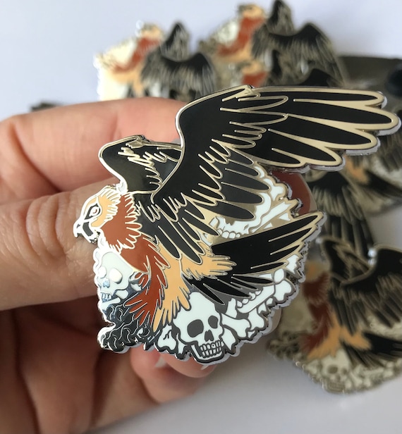 Buy Bearded Vulture Silver Enamel Pin: Ossifrage Lammergeier Bird