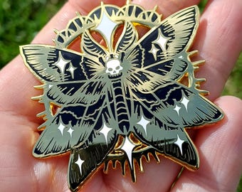 Celestial Moth Gold Enamel Pin Badge: Insect Brooch
