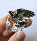 Bearded Vulture Silver Hard Enamel Pin - Ossifrage, Bird pin badge, bird pin, skulls, bones, vulture, pin badge 