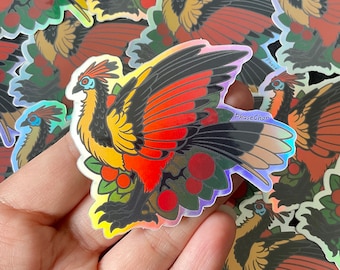 Hoatzin HOLOGRAPHIC Vinyl Sticker, Bird Sticker, stink bird, Bird of Prey, Shiny, Uncanny Birds