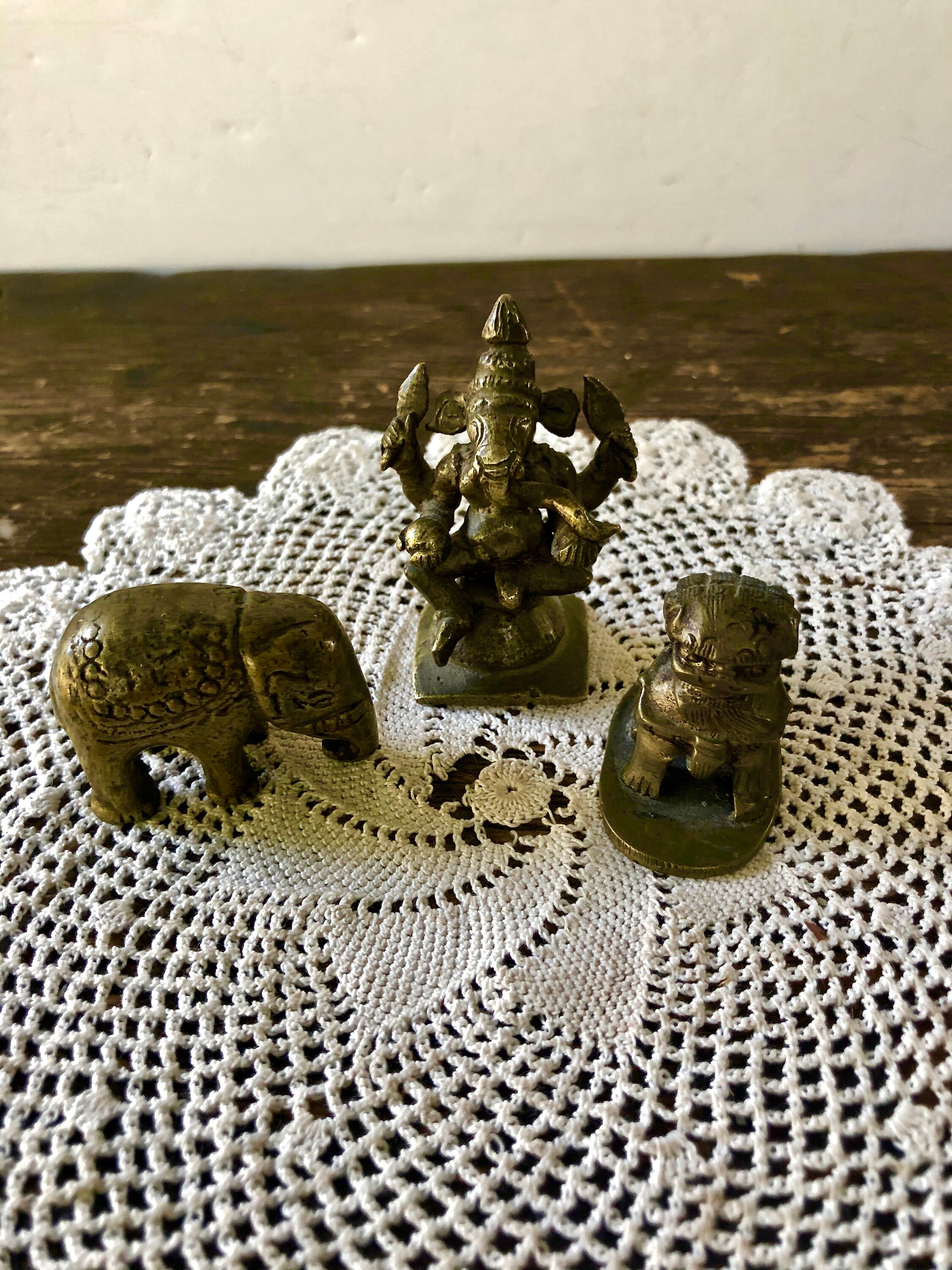 Three Small Brass Asian Figurines Etsy