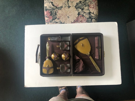 1920-30s Travel Vanity Set in Case