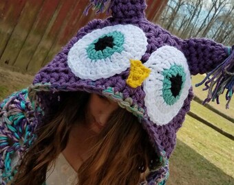 Hooded Owl Blanket, Owl Blanket, Owl, Blanket, Hooded Blanket, Crochet Owl Blanket, Owl Hood Blanket, Crochet Blanket, Owl Hood, Crochet