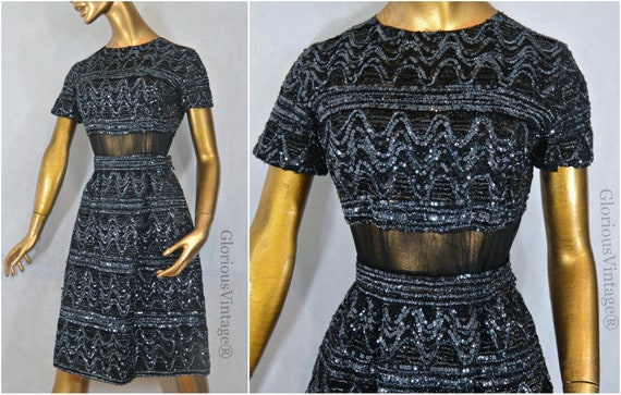 60s MOD sequined GOGO dress Bust Size 34"