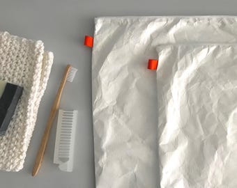 Set of 2 - White polyethylene bag, suitcase organizer bag, white Tyvek traveling bag, storage - High density polyethylene fibres ultra light
