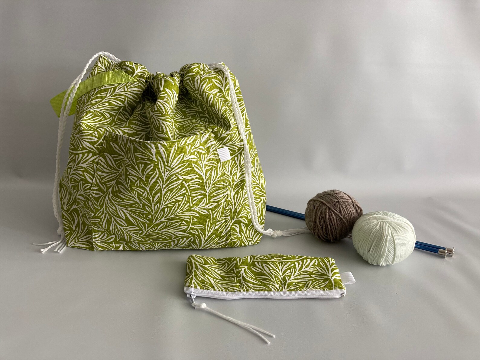 Set of 2 Drawstring Knitting Bag Knitter Bag Yarn Bag With Etsy