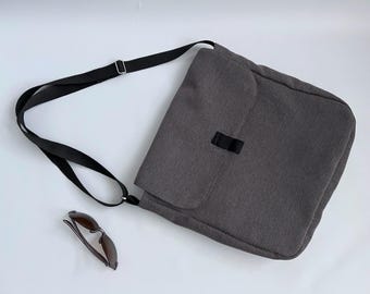 Bolso mensajero, bolso maletín computadora portátil, bolso hombro mensajero, bolso bandolera, bolso escolar, bolso minimalista - gris carbón