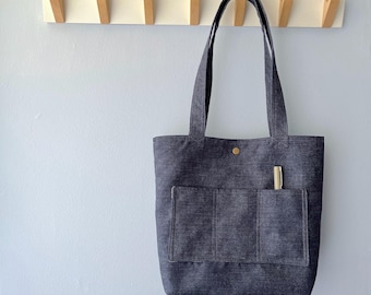Pequeño bolso mezclilla, bolso de mano de mezclilla, bolso de mano, bolso almuerza, bolso comida, bolso bento, bolso mercado - Mezclilla