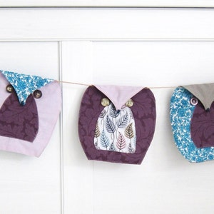 5 Owls Bunting, Baby Shower Garland, Owl Nursery Bunting, Lavender Owls Bunting, Owl Garland