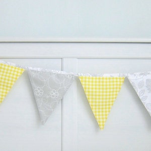 8 Flags Bunting, Yellow and Grey Nursery Bunting, Flags Garland - Yellow Gray