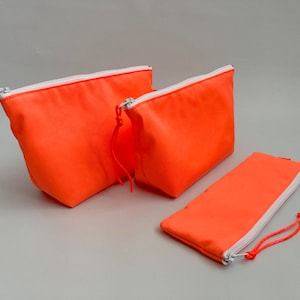 Conjunto de 3 - Bolsa de viagem de higiene pessoal neon laranja, bolsa de cosméticos neon, bolsa de cosméticos neon, bolsa de maquiagem neon laranja, bolsa bolsa - neon laranja