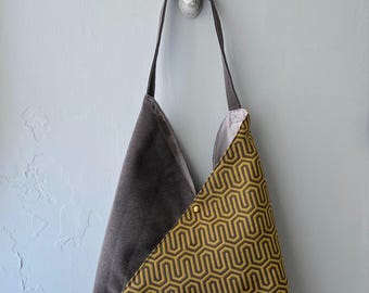 Kit 2 piezas - Bolso de mano origami azuma, bolso de mercado de origami, bolso de mano japonés - marrón, dorado, gris