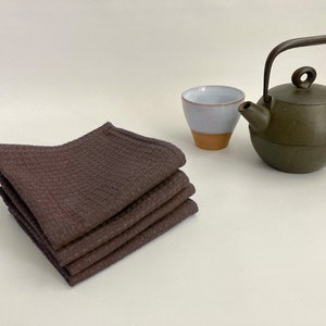 Set of 4 - Reusable napkins, sustainable napkins, reusable cloth napkins, reusable waffle weave cotton napkins, paperless napkins-dark brown