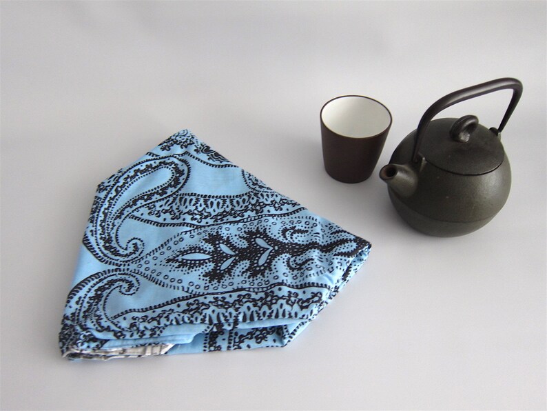 Furoshiki bag Azuma bag Japanese lunch bag Blue paisley Small Tenugui bag Lunch bag Bento bag