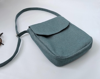 Bolso mensajero, bolso maletín computadora portátil, bolso hombro mensajero, bolso bandolera, bolso escolar minimalista - gris verde azulado