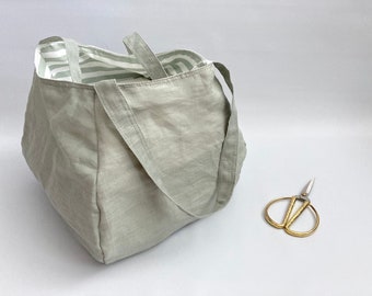 Cubic origami errands bag, origami tote bag, market bag, basket market bag, grocery bag - Sage green