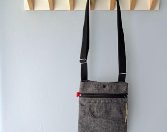 Bolso mensajero negro ajustable pequeño, bolso mensajero, bolso bandolera, bolso minimalista urbano - negro