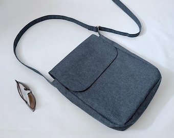Bolso mensajero, bolso maletín computadora portátil, bolso hombro mensajero, bolso bandolera, bolso escolar minimalista - Marina