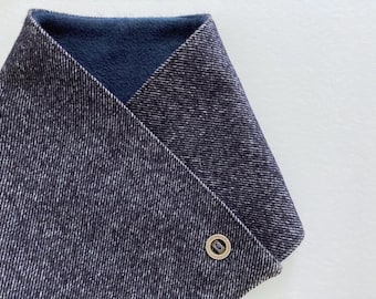 Tweed man scarf, man snood, man cowl scarf - Navy wool