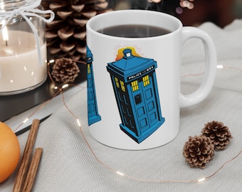 Keramische Doctor Who Tardis-mok: Retro Comic Art, Whovian Gift (11oz)