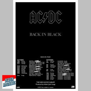 AC/DC Back in Black 1980 Tour Vinyl Album Wall Art Poster Print Highway ...