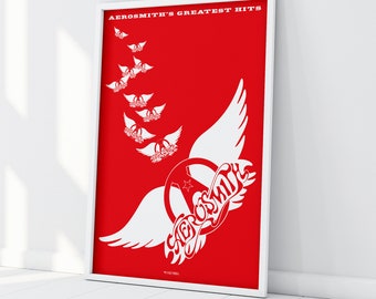 Aerosmith Rock Band Greatest Hits Vinyl Album Wall Art Poster Print Rocks Draw the Line Pimp Permanent Vacation Toys in the Attic Nine Lives