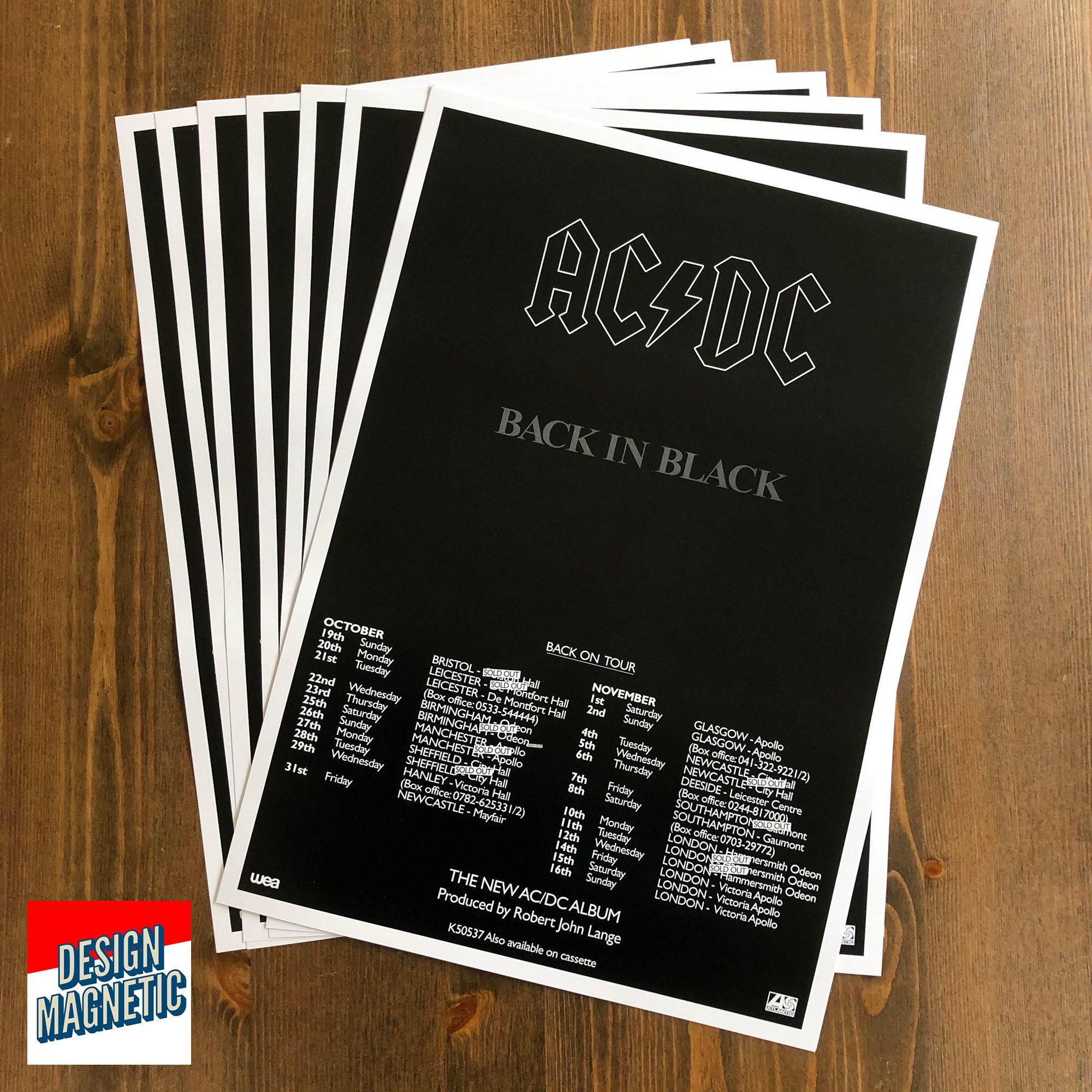 AC/DC Back in Black 1980 Tour Vinyl Album Wall Art Poster Print Highway ...