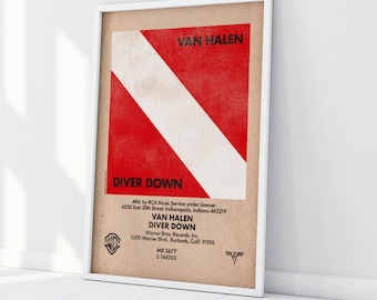 Van Halen Taucher Vinyl Album Wand Kunst Poster Druck 1984 5150 OU812 Fair Warnung II Balance Eight Track