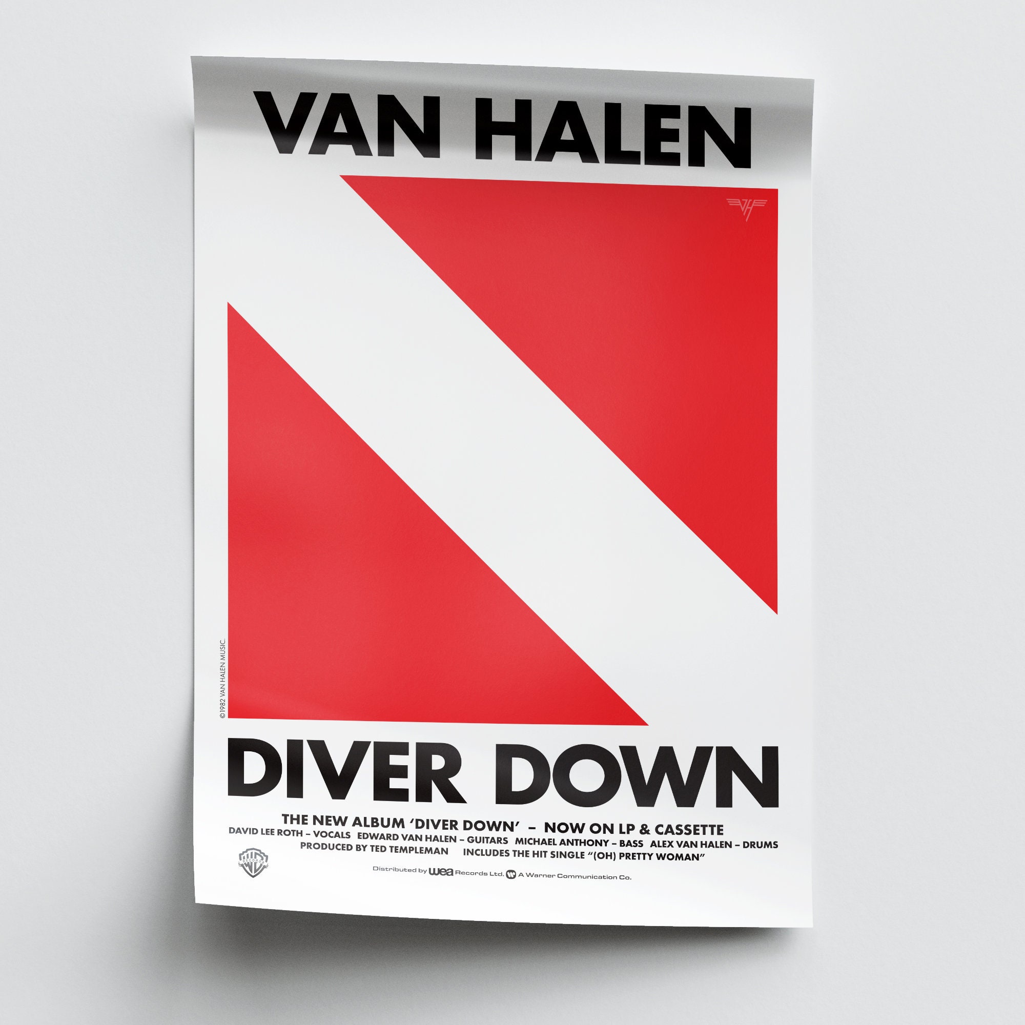 Van Halen Band Diver Down Vinyl Album Poster Fair Warning