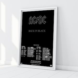 AC/DC Vinyl Album Back In Black 1980 Tour Poster High Voltage Highway To Hell Ballbreaker ac dc Rock Or Bust Power Up Razors Edge pwr up