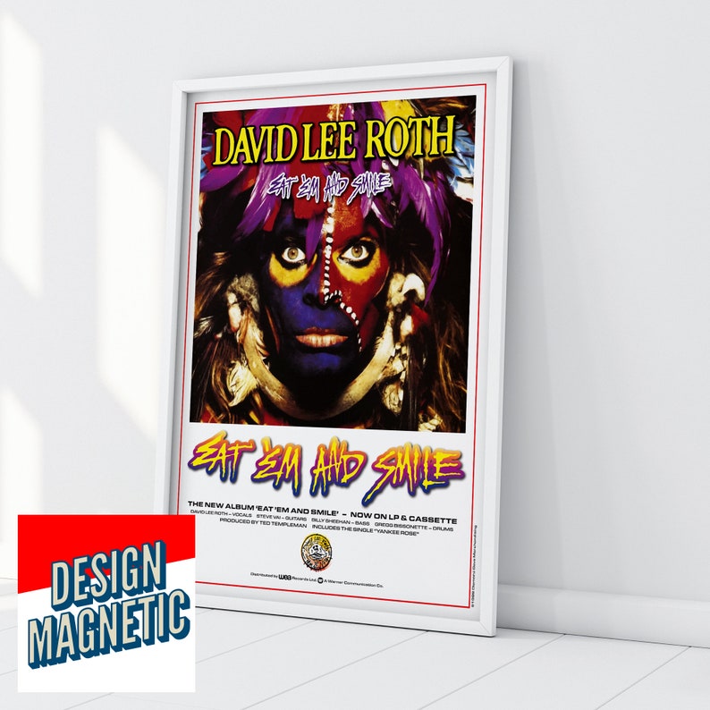 David Lee Roth Eat Em and Smile 1986 Vinyl Album Poster Skyscraper ...