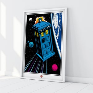Poster del fumetto Doctor Who Tardis Arte fantascientifica Dr Who Wall Art, Stampa Tardis, Sciarpa Doctor Who, Cabina della polizia, Daleks, Fan Art Cybermen K-9