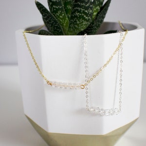 Chain Necklace with Clear Crystal Beads