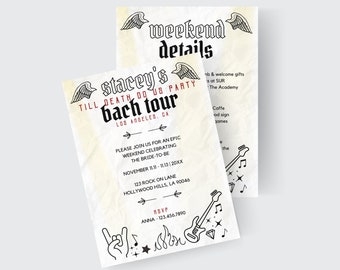Rock and Roll Bachelorette Invitation Template: Canva Editable 5x7 (Digital Download)