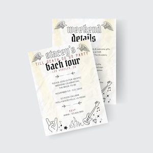 Rock and Roll Bachelorette Party Invitation Template, Bach Tour Bachelorette Weekend Itinerary, Customizable Template in Canva