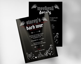 Rock and Roll Bachelorette Party Invitation Template (Digital Download)